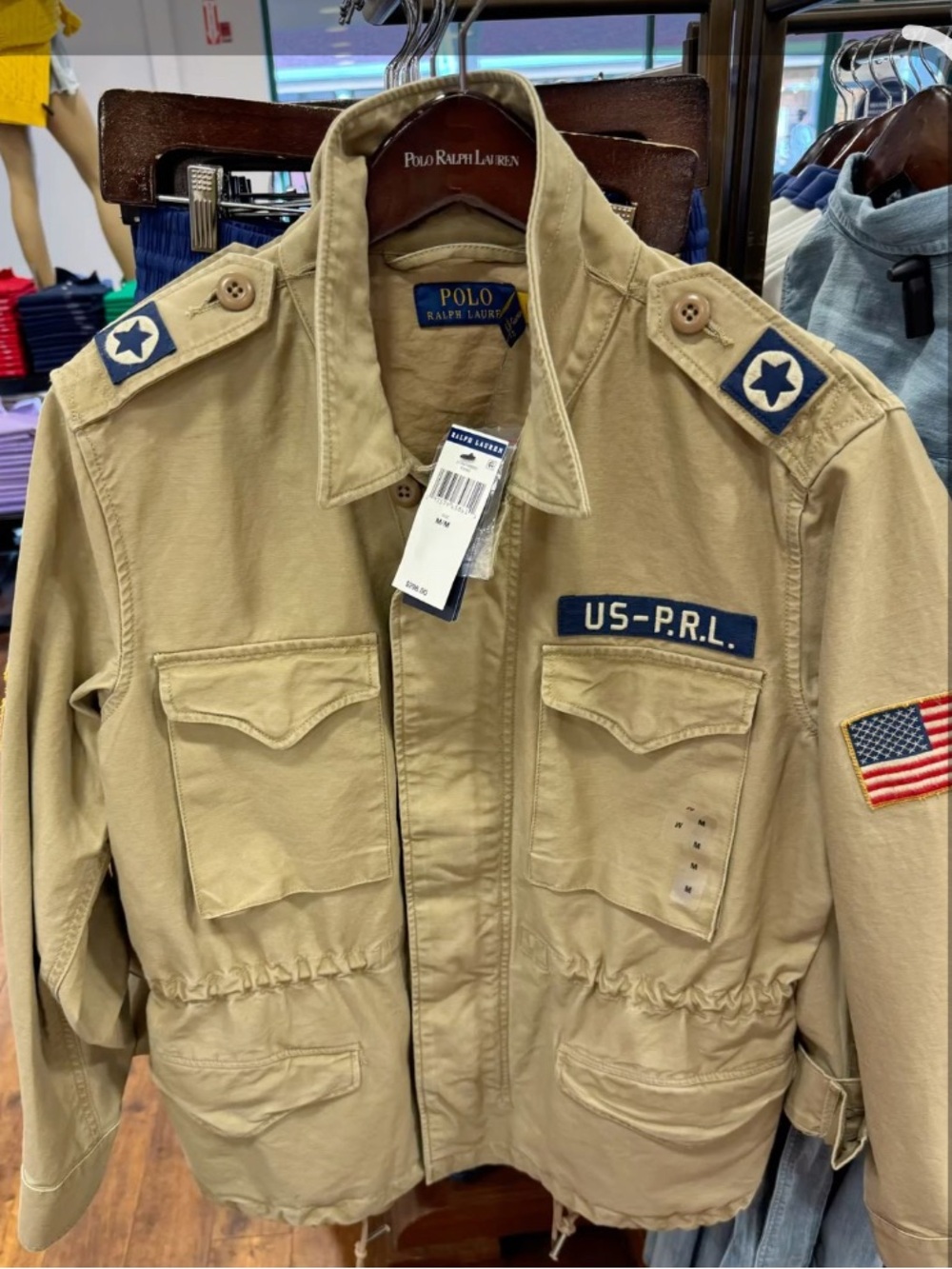 Polo Ralph Lauren M-65 Field Jacket With Patches, Flag...